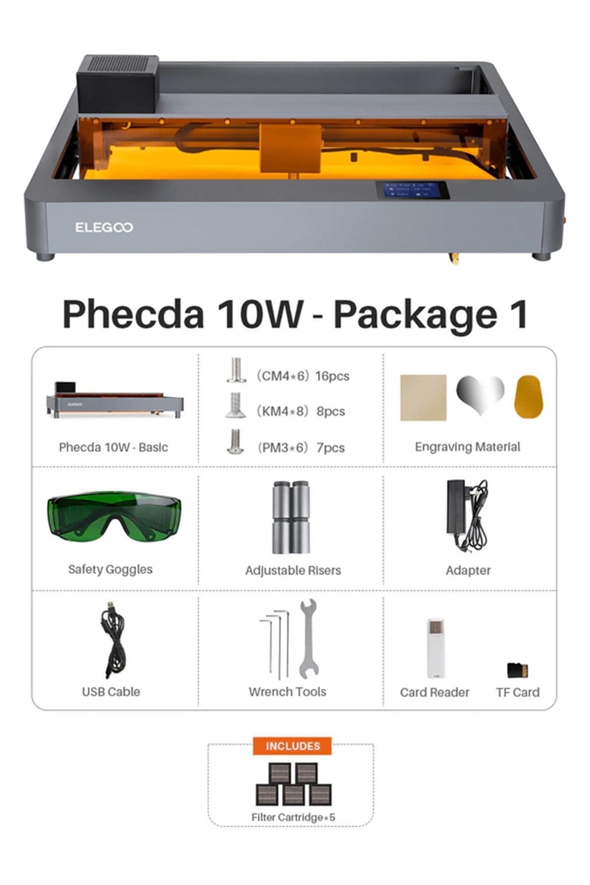 ELEGOO Phecda 10 Watt Lazer Gravür ve Kesici Paket 1