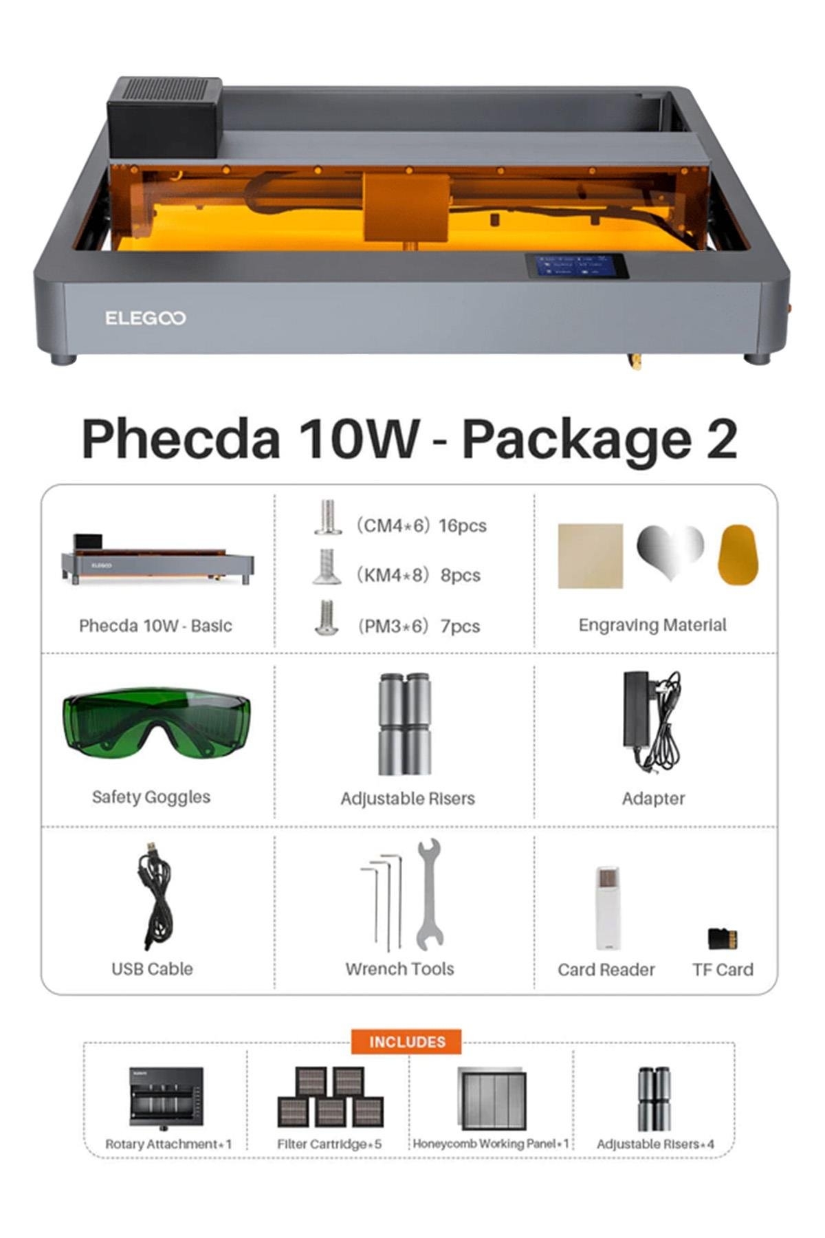 ELEGOO Phecda 10 Watt Lazer Gravür ve Kesici Paket 2