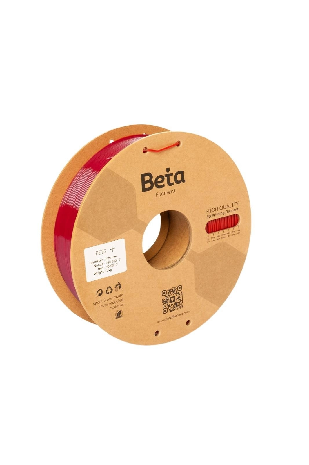 Beta PETG+ Filament Red