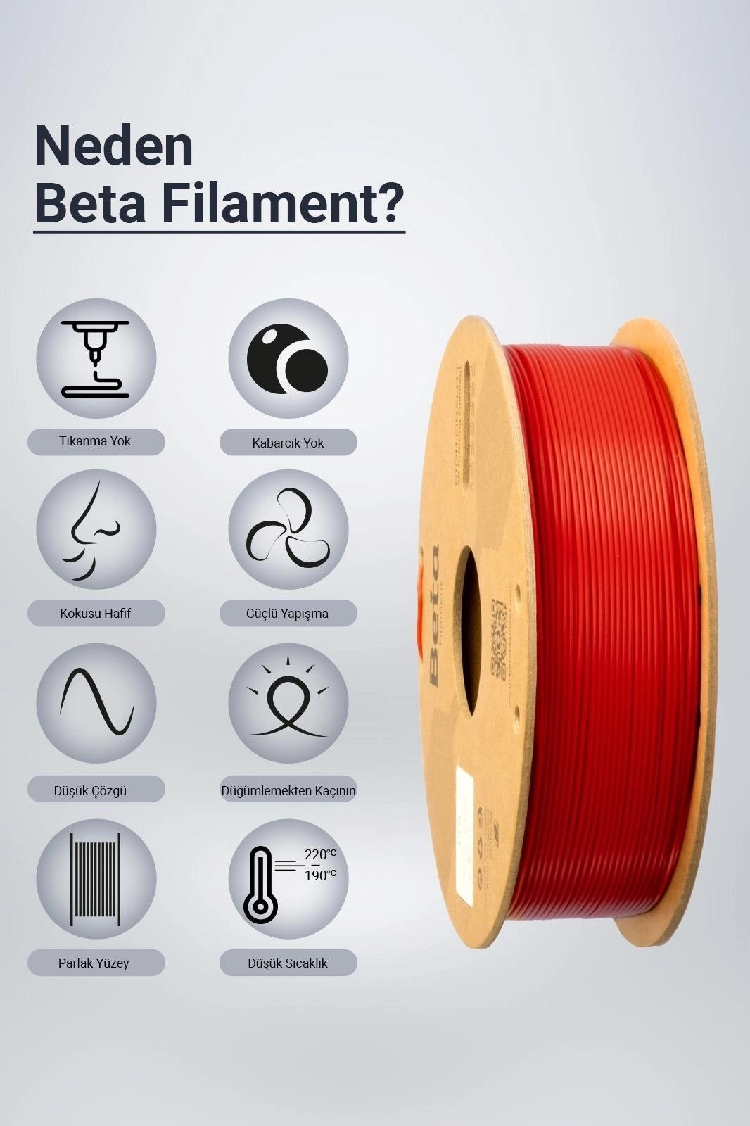 Beta PLA+ Filament Kiss Red 