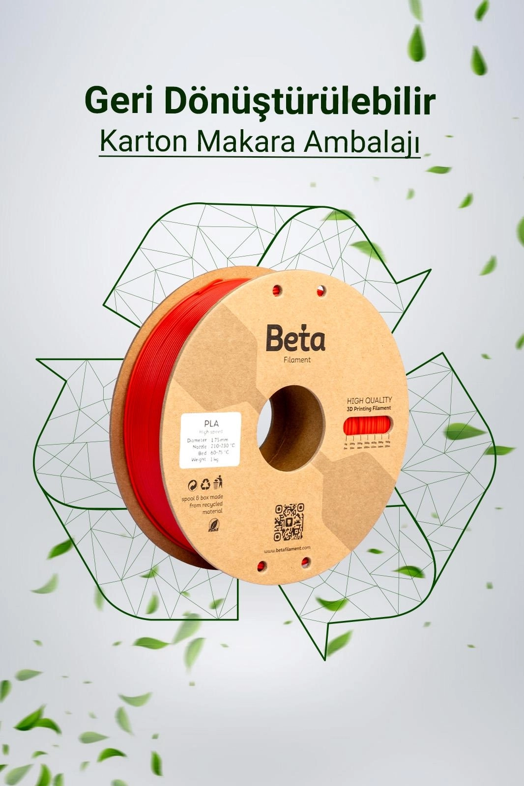 Beta PLA+ Filament Kiss Red 