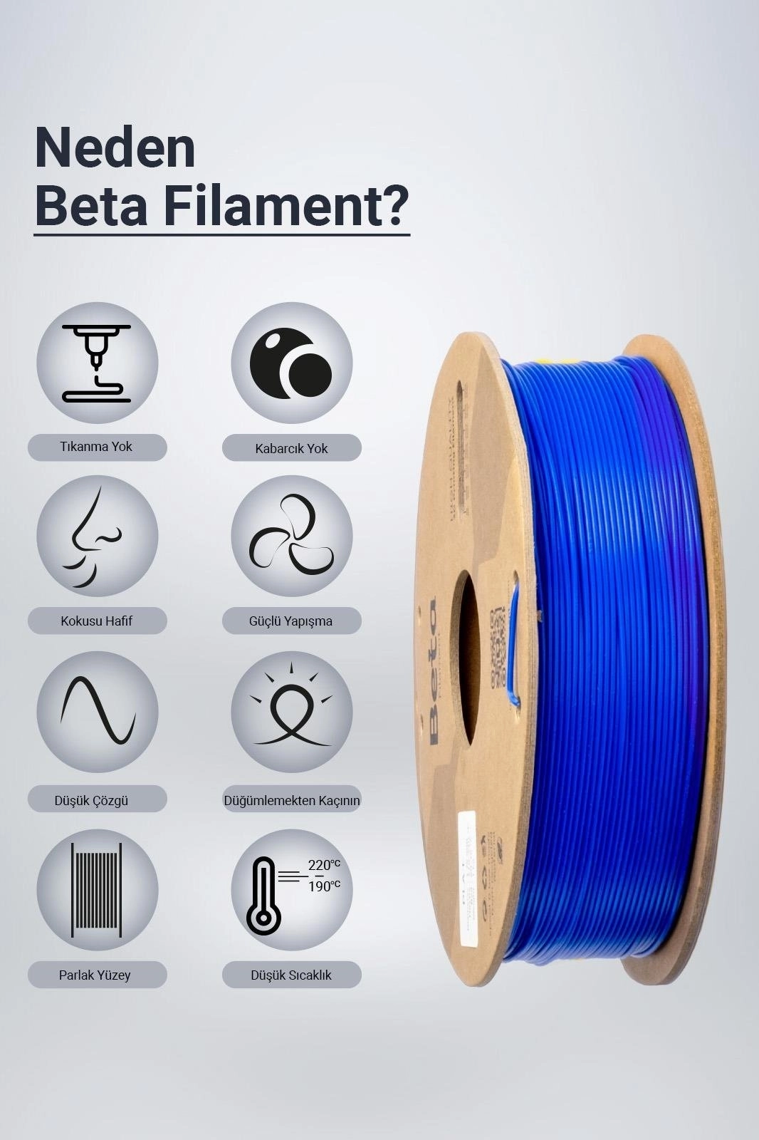Beta PLA+ Filament Fluorescent Blue 