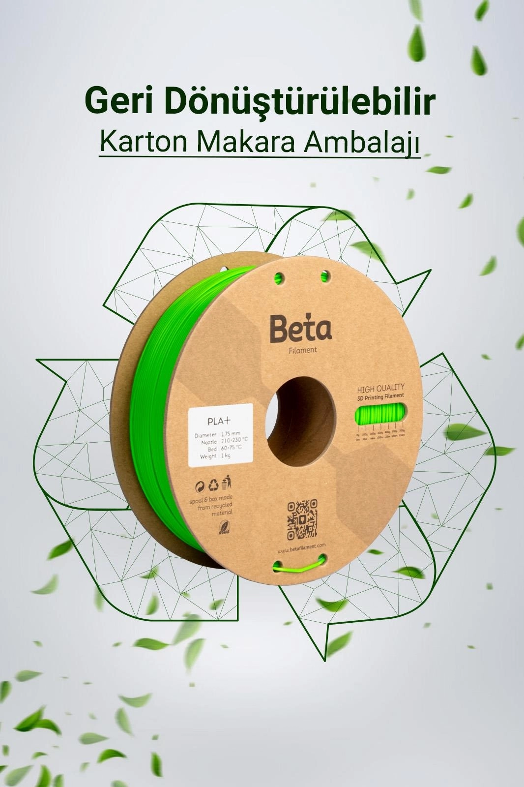Beta PLA+ Filament Fluorescent Green 