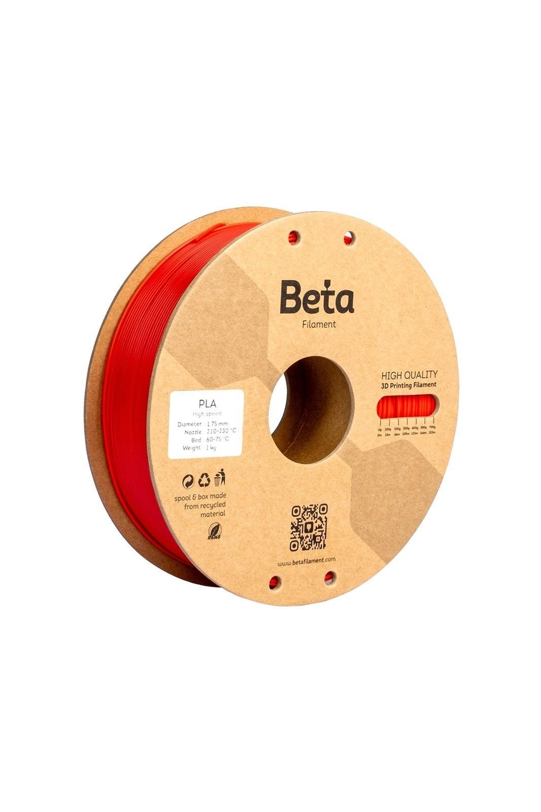 Beta PLA+ Filament Fluorescent Red