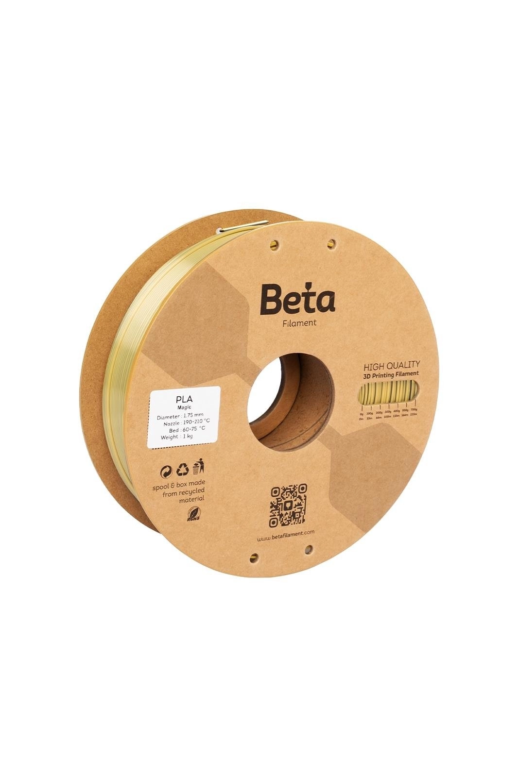 Beta PLA-Magic Silk Filament Black-Yellow