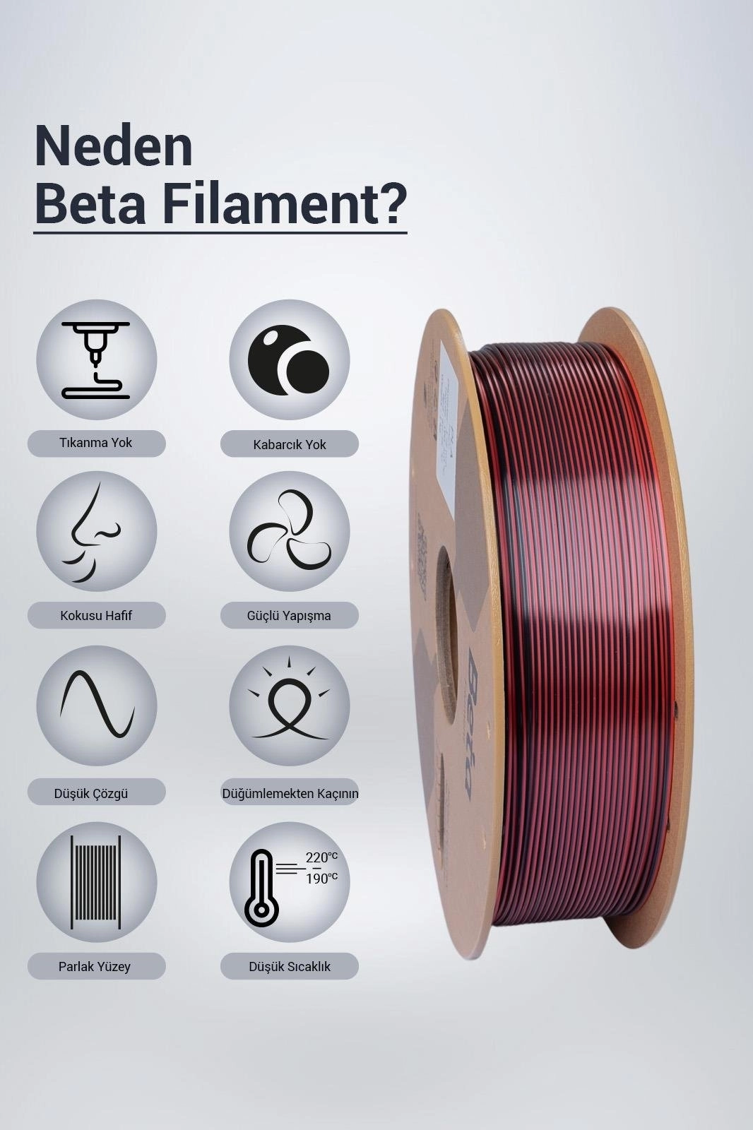 Beta PLA-Magic Silk Filament Black Red