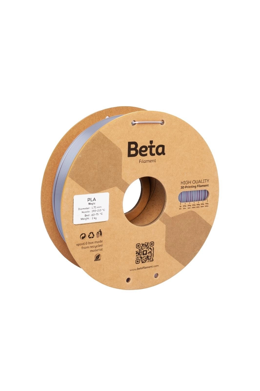 Beta PLA-Magic Silk Filament Rose Red-Silver