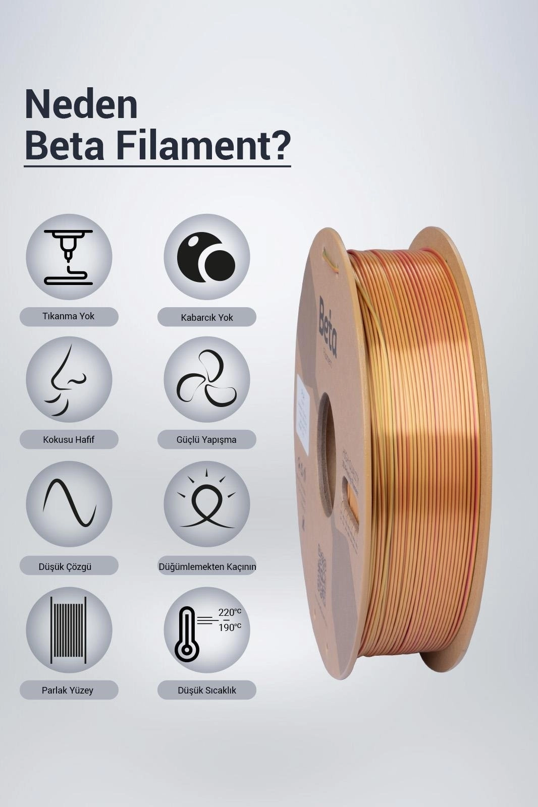 Beta PLA-Mystic Silk Filament Gold Green Fuchsia