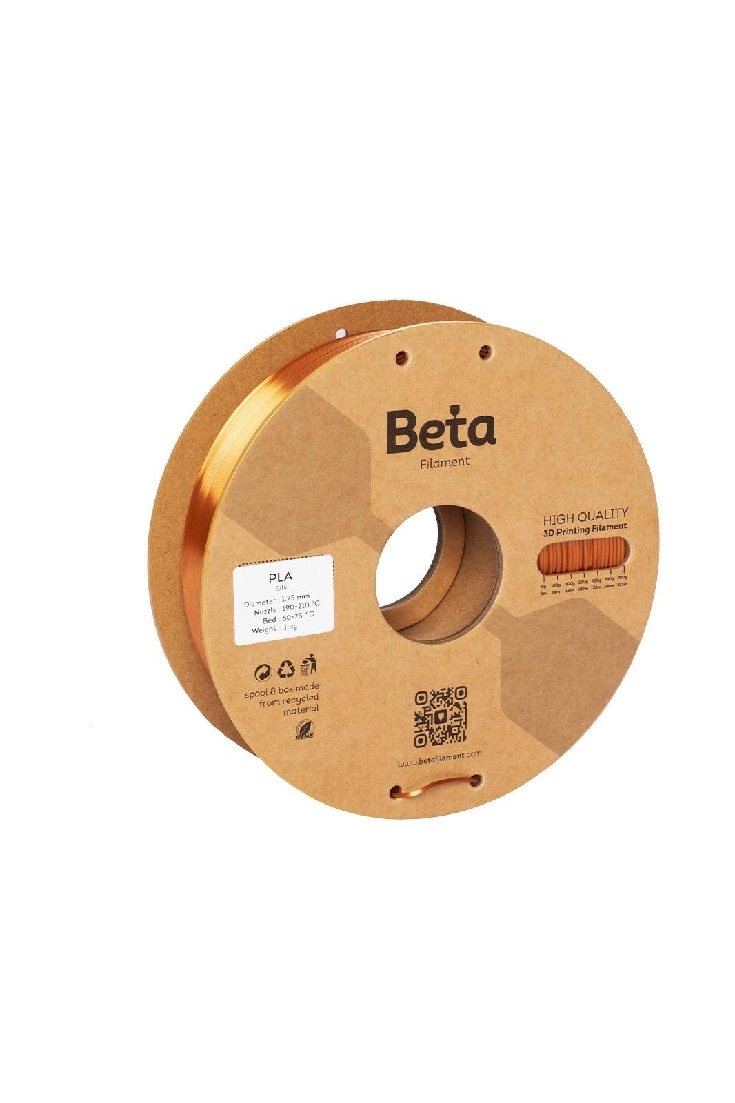 Beta PLA-Silk Filament Copper