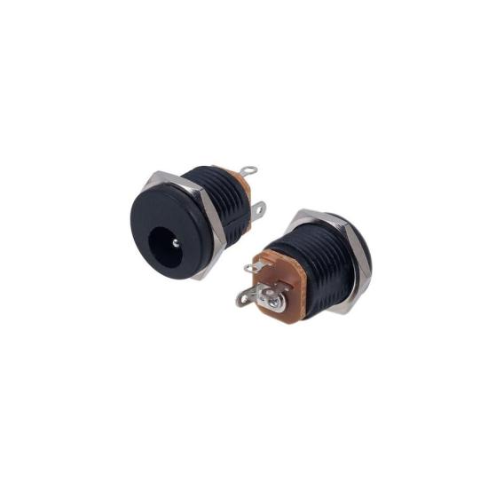 2.1mm Yuvarlak Somunlu DC Soket Siyah