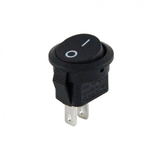 2-Pin Mini Yuvarlak Işıksız Anahtar On-Off Siyah